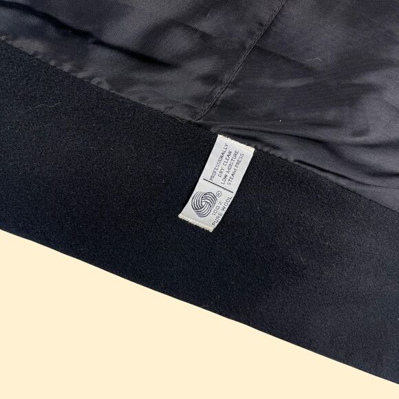 70s/80s wool trench coat by Holly Deb, vintage black jacket w gold-toned buttons - Picture 6 of 9